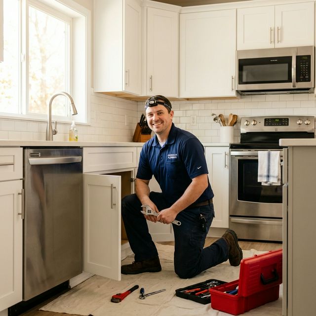 Professional plumber at work